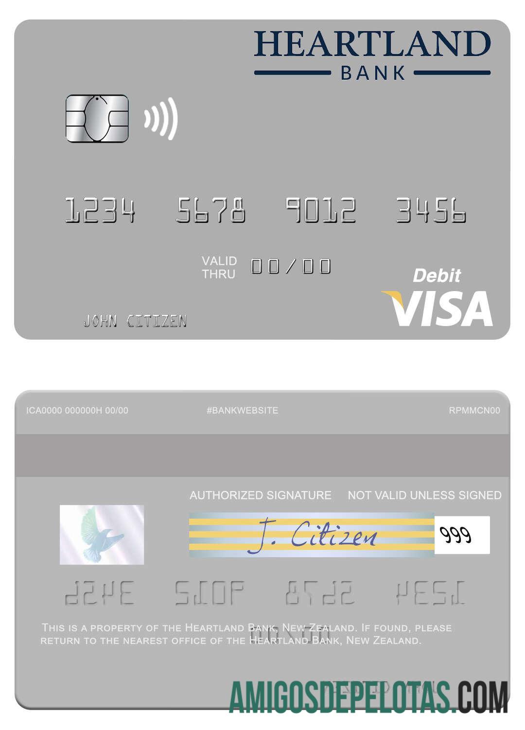 New Zealand Heartland Bank Visa Debit Card download for verification